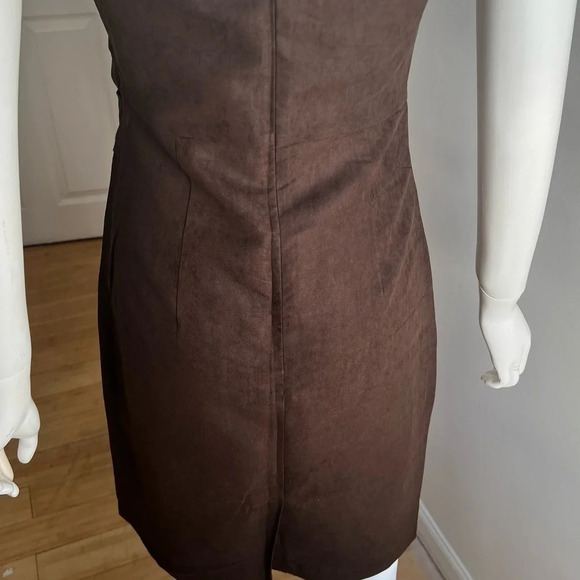 Adrienne Vittadini Faux Suede Bustier Dress Brown Rhinestone Medium - Picture 5 of 11
